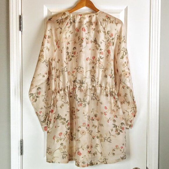 J. Jill Floral Sheer Linen Blend Barley MG Jacket NWT - Picture 3 of 6